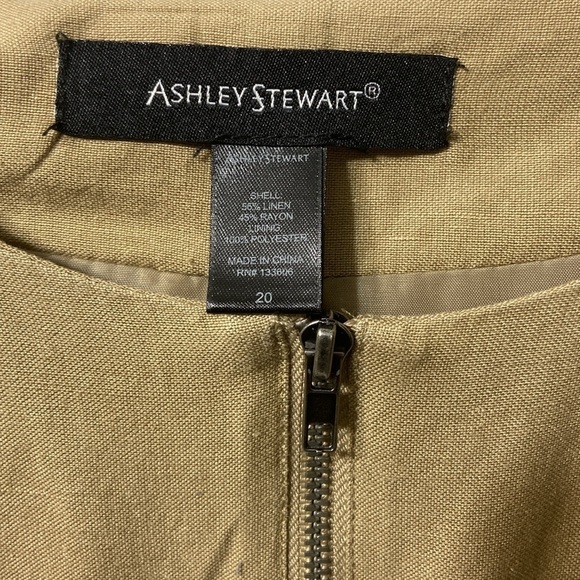 ASHLEY STWART,WOMEN,TAN,ZIP FRONT,SHORT TAILORED,LINEN BLEND JACKET.SIZE-20 - Picture 10 of 10
